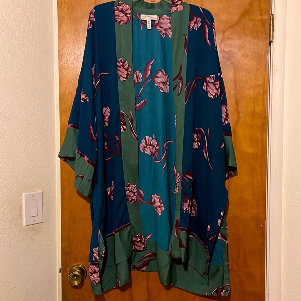 Jessica Simpson Dark Floral High Low Kimono Size OSFM
